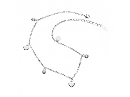 11050 Stříbrný náramek pro ženy s přívěsky srdce láska bílý kámen zirkon minimalistický šperky BEALIO