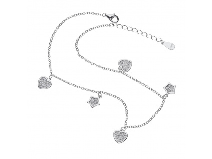 10994 Stříbrný náramek pro ženy s přívěsky srdce láska hvězda nebe kámen bílý zirkon šperky BEALIO