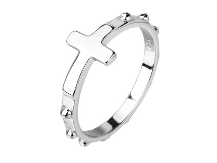 Stříbrný modlitební prsten DESÁTEK růženec (Velikost prstenu 62)