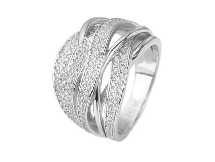 Stříbrný prsten PROPLETENÉ VLNKY zirkon (Velikost prstenu 64)