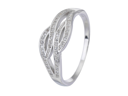 Stříbrný prsten ELEGANTNÍ VLNKY zirkon (Velikost prstenu 62)