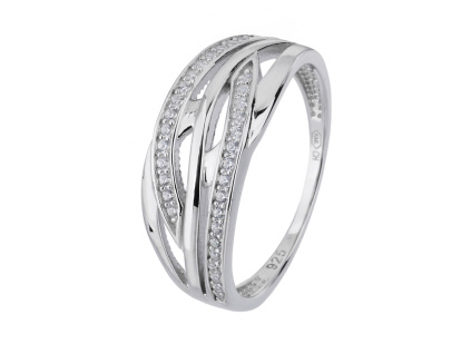 3972 stribrny prsten elegantni vlnky zirkon velikost prstenu 64