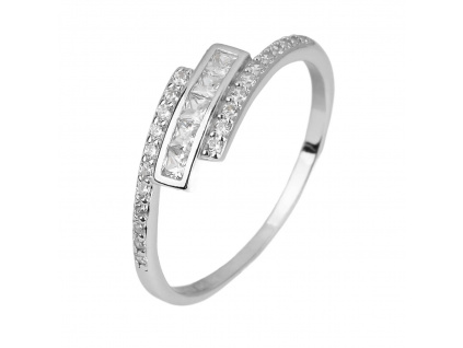 12430 Stříbrný prsten bílý kámen čirý zirkon šperky BEALIO