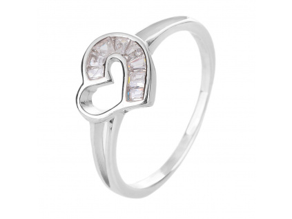 02812 Stříbrný prsten srdíčko láska pro děti holčičku bílý kámen čirý zirkon šperky BEALIO