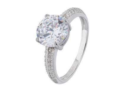 Stříbrný prsten SOLITÉR výrazný (Velikost prstenu 65)