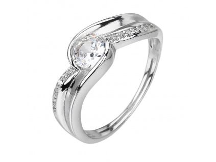 12378 Stříbrný prsten solitér zásnubní bílý kámen čirý zirkon šperky BEALIO