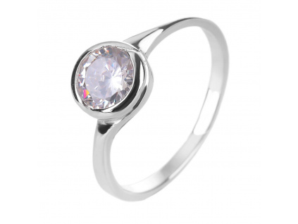 02975 Stříbrný prsten solitér pro děti holčičku zásnubní minimalistický bílý kámen čirý zirkon šperky BEALIO