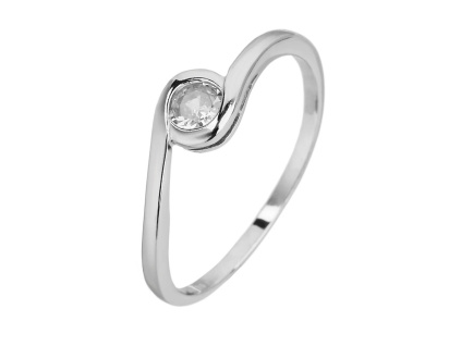 Stříbrný prsten SOLITÉR VLNKY (Velikost prstenu 62)