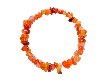 Minerální náramek ČERVENÝ ACHÁT sekaný (Délka náramku 17-21 cm)