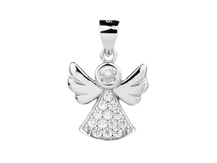 4308 12107 stribrny privesek andel ciry kamen bily zirkon sperky bealio