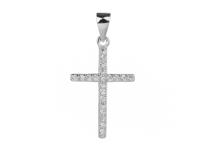 4314 12424 stribrny privesek kriz ciry kamen bily zirkon sperky bealio