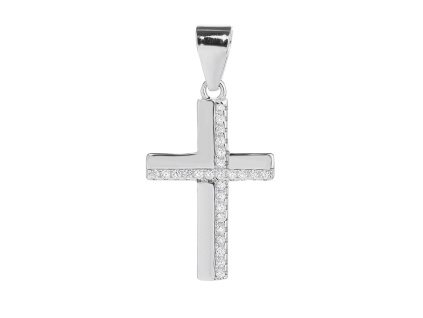 4329 12420 stribrny privesek kriz ciry kamen bily zirkon sperky bealio