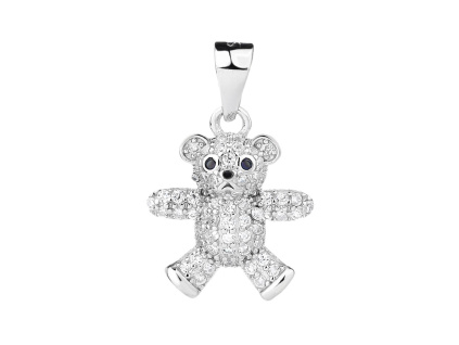 4350 12106 stribrny privesek medvidek ciry kamen bily zirkon sperky bealio