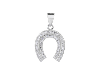 4386 4386 05324 stribrny privesek podkova pro stesti ciry kamen bily zirkon sperky bealio