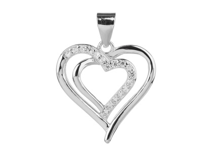 4431 12434 stribrny privesek srdce laska ciry kamen bily kamen sperky bealio