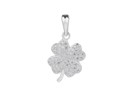 4440 4440 10604 stribrny privesek ctyrlistek pro stesti ciry kamen bily