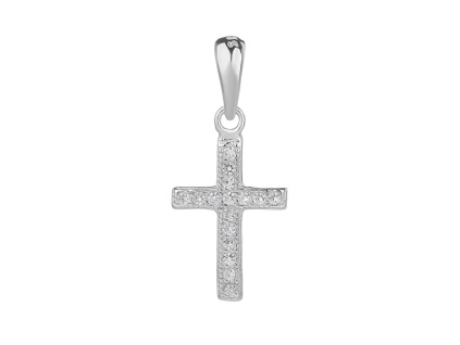 4455 4455 06266 stribrny privesek kriz ciry kamen bily zirkon sperky bealio