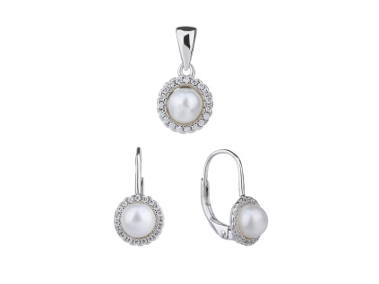 4500 4500 stribrna souprava ricni perla kulata