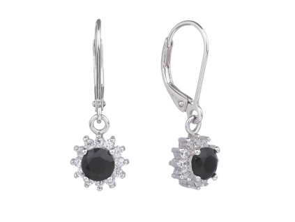 11244 Stříbrné dlouhé náušnice visací patent černý kámen onyx zirkon šperky BEALIO