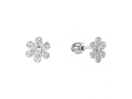 4686 4686 13108 stribrne nausnice pecka sroubek kyticka ciry kamen bily zirkon sperky bealio