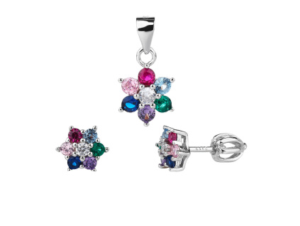 4790 4790 stribrna souprava kvetina barevna