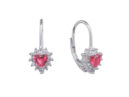 4814 4814 09551 stribrne nausnice klasicky patent srdce cerveny kamen rubinovy zirkon sperky bealio