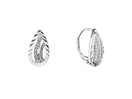 4874 4874 12401 stribrne nausnice klasicky patent slza kapka ciry kamen bily zirkon sperky bealio
