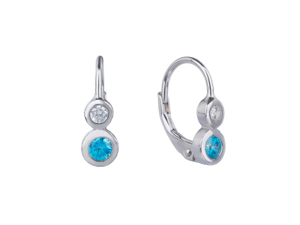 4880 4880 03968 stribrne nausnice klasicky patent lucky modry kamen akvamarin zirkon sperky bealio