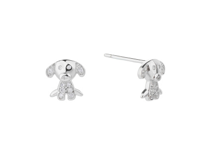 4959 4959 09160 stribrne nausnice pecky puzeta pes ciry kamen bily zirkon sperky bealio