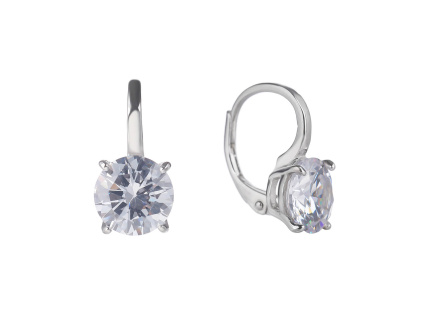 5013 5013 09433 stribrne nausnice klasicky patent krouzek ciry kamen bily zirkon sperky bealio