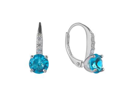 5040 5040 07559 stribrne nausnice klasicky patent krouzek modry kamen akvamarinovy zirkon sperky bealio