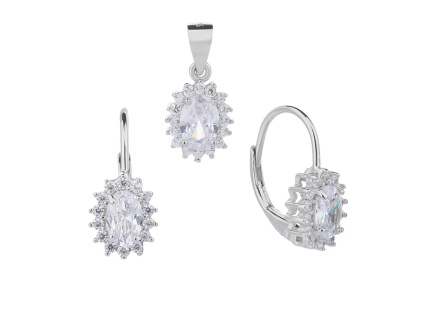 5103 2 5103 2 12357 stribrna kralovska souprava nausnice s priveskem pro zeny ciry kamen bily zirkon sperky bealio