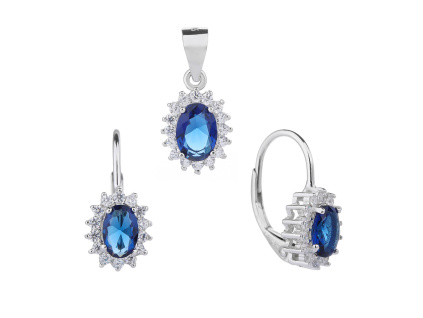 5106 5106 5106 12358 stribrna kralovska souprava nausnice s priveskem pro zeny modry kamen safirovy zirkon sperky bealio