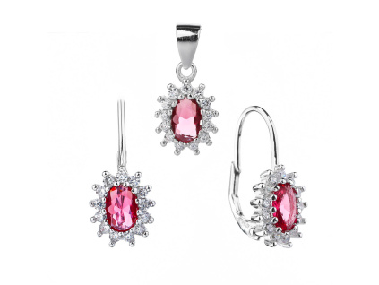 5109 1 5109 1 12359 stribrna kralovska souprava nausnice s priveskem pro zeny ciry kamen cerveny zirkon sperky bealio