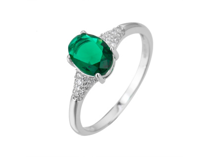 5127 stribrny prsten oval smaragd velikost prstenu 64