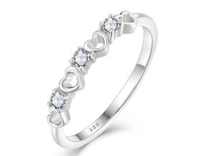 Stříbrný prsten SRDÍČKA něžná (Velikost prstenu 60)