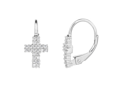 5193 5193 5193 09581 stribrne nausnice kriz ciry kamen bily zirkon sperky bealio