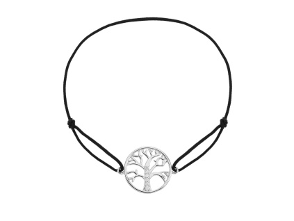 Stříbrný náramek STROM ŽIVOTA shamballa provázek (Délka náramku 17+3 cm)
