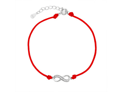 Stříbrný náramek NEKONEČNO shamballa provázek (Délka náramku 17+3 cm)
