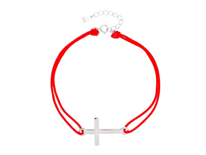 5448 2 stribrny naramek kriz shamballa provazek delka naramku 17 3 cm