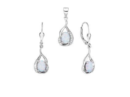 5481 5481 stribrna souprava ornament slza bily opal