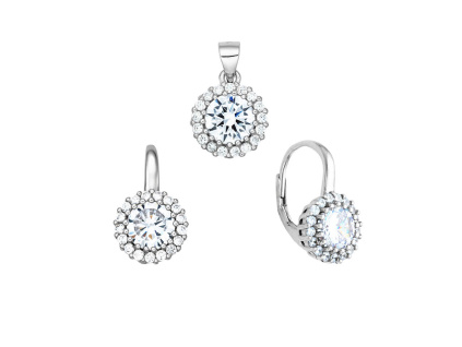 5493 5493 5493 09421 stribrna souprava zariva kolecko krouzek klasicky patent ciry kamen bily zirkon sperky bealio