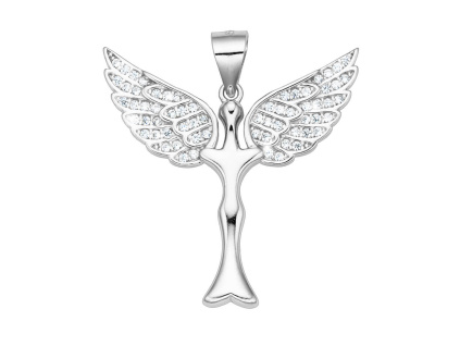 5586 5586 12314 stribrny privesek andel andelicek ciry kamen bily zirkon sperky bealio