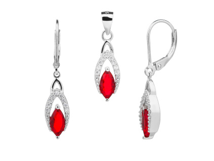 5634 5634 stribrna souprava kapka cervena