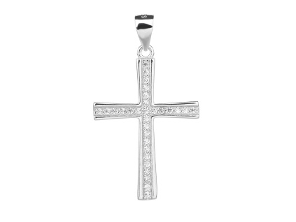 5760 5760 08360 stribrny privesek kriz krizek ciry kamen bily zirkon sperky bealio