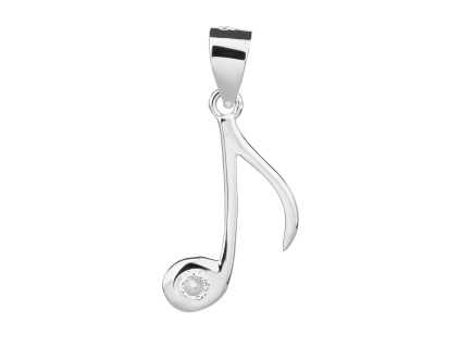 5799 5799 03143 stribrny privesek nota noticka hudba ciry kamen bily zirkon sperky bealio