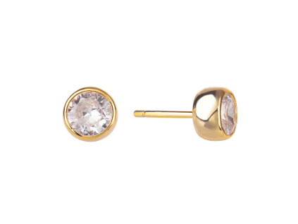 5808 5808 11747 stribrne nausnice pecky puzeta pozlacene zlute krouzek ciry kamen bily zirkon sperky bealio