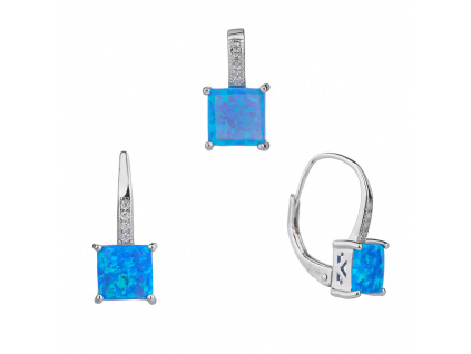 5814 6 stribrna souprava ctvercova modry opal