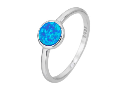 5838 stribrny prsten soliter modry opal velikost prstenu 61