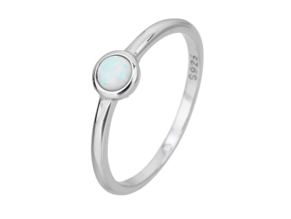 5847 stribrny prsten soliter bily opal velikost prstenu 58